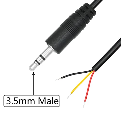 3.5mm Male Plug to 3Pin Bare Wire Open End Cable 3FT, TRS 3 Pole 1/8'' | 3.5mm Audio Plug Stereo Audio Wire, Auxiliary Audio Connector Jack, for 3.5mm Earphone Microphone DIY Cable Repair - 4Pcs - color: 3.5mm Male Plug TRS 3 Pole - 1M/3FT