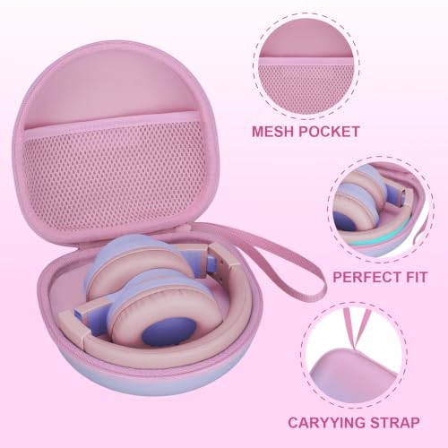Kids Headphone Case for Candy Bila/Acer Gradient Pink(Case Only) | for iClever BTH12 HS19 BTH20 BT22/JBL junior 320/JoySpark/ADOOPE/Voopwink/MIDOLA/EarFun/IMYB/noot Products Kids Headphones - color: Gradient Pink