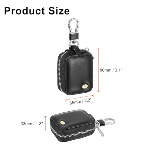 HARFINGTON Earbuds Cases, Earphone Case Holder, PU Leather Ear Buds Case Zipper Organizer Small with Mesh Pocket for USB Cable, Wireless Wired Earphones, Black - color: Black