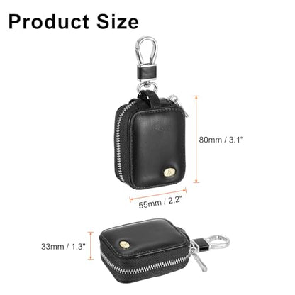HARFINGTON Earbuds Cases, Earphone Case Holder, PU Leather Ear Buds Case Zipper Organizer Small with Mesh Pocket for USB Cable, Wireless Wired Earphones, Black - color: Black