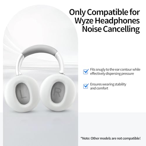 Headphones Replacement Ear Pads for Wyze Noise Cancelling Over Ear Headphones Ear Cushions Cover Repair Part (Gray) - color: Gray