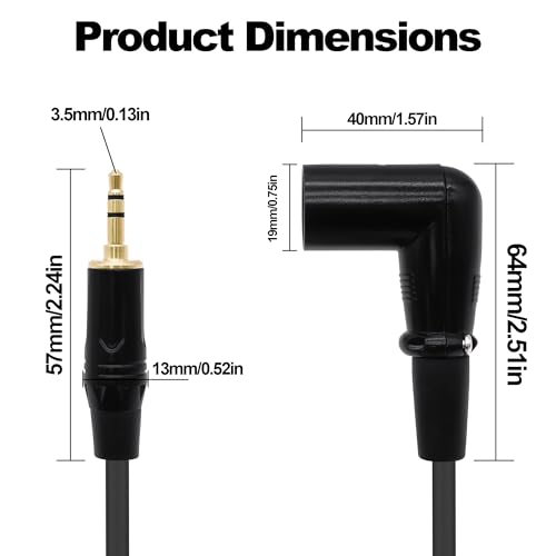 3.5mm TRS to XLR Female Balanced Audio Cable Adapter 1M | Right Angle XLR Female to 1/8 inch Male,HiFi Stereo Speaker Cord,for Smartphone Laptop Mixer Speaker - style: male to male