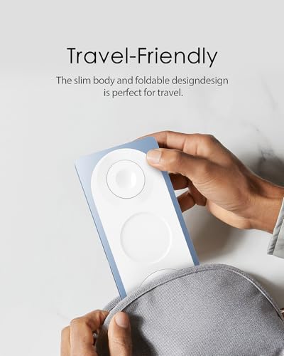 3 in 1 Wireless Charging Station for Apple Devices with MagSafe | For iPhone 17/Air/16/15/14/13/12, AirPods & Apple Watch, Foldable Portable Aluminum Charging Stand, Adapter Included - color: Blue