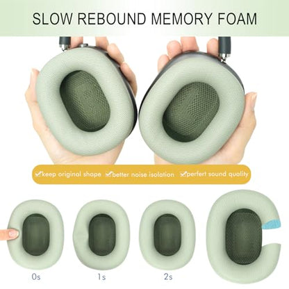 GEVO Upgraded Ear Cushions Replacement Earpads for AirPods Max 1 & 2 Headphones, Protein Leather Ear Pads Ear Covers Cups with Memory Foam and Magnet for AirPods Max 1 & 2 (Green) - color: Green