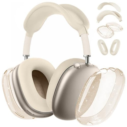 fomissky-sisa 4 in 1 AirPods Max Case Glitter Headphone Covers, Starlight | Clear TPU Ear Cup Covers, Soft Silicone Earpads + Headband Cover Set, Scratch-Proof Protective Headphone Accessory Gift - color: Starlight