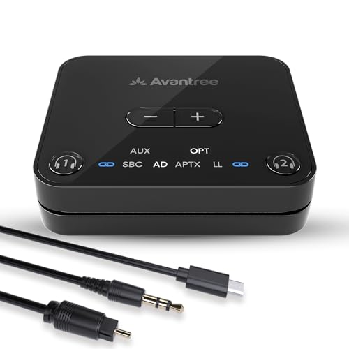 Avantree Audikast 3 – Bluetooth TV Transmitter for 2 Headphones | aptX Adaptive, Volume Control and 100ft Long Range; Works with Optical or AUX TVs, Not Compatible with HDMI-Only TVs. - style: Audikast 3