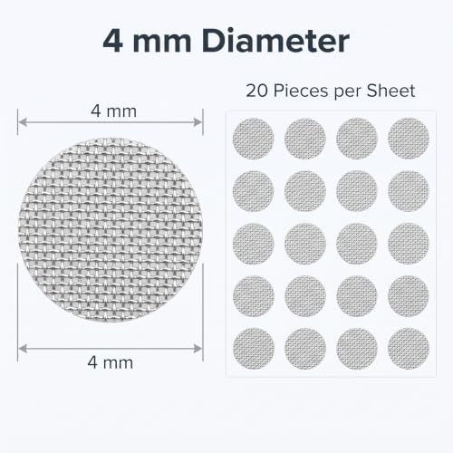 20Pcs/Set Silver Earbuds Filters Earphone Filter Mesh,Earbud and in-Ear Headphones Earphone Protective Filters Earphones Accessories(4mm)