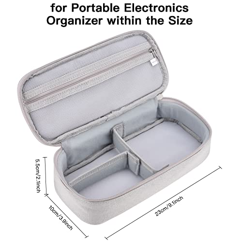 Cord Organizer Travel Case, Portable Tech Organizer Pouch Bag for Cable & Charger, Tech Electronics, Travel Essentials (Light Grey)
