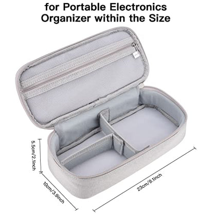 Cord Organizer Travel Case, Portable Tech Organizer Pouch Bag for Cable & Charger, Tech Electronics, Travel Essentials (Light Grey)
