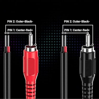 RCA to Speaker Wire, 18AWG 2 Pack RCA Male Plug Adapter to Bare Cable Open End, UIInosoo Audio Cable 1ft, Black and Red - size: 1ft