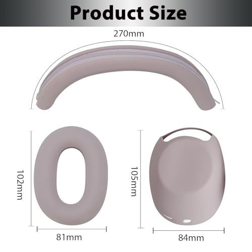 Adhiper 3-in-1 Silicone Sweat Case Cover for Sony WH-1000XM6 Headphones, XM6 Covers Accessories Silicone Ear Pads Covers & Headband Cover & Ear Cups Protector, Washable & Sweatproof - Smoky Pink - color: Smoky Pink