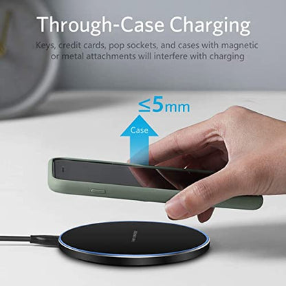 20W Fast Wireless Charger Pad,USB-C Wireless Phone Charging Station | Metal Frame Design,[20W SUPER Fast Charging] Wide Compatible with iPhone 17-11/Airpods,Samsung Galaxy/Buds,LG/Pixel -Black - color: Black