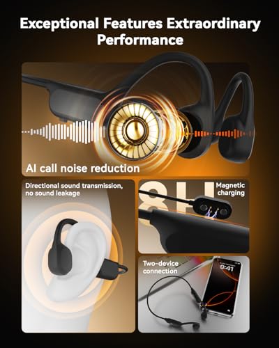 ANSTEN Swimming Headphones Bluetooth 6.0 Bone Conduction Headphones IPX8 | Earbuds with MP3 Mode 8GB Memory Open Ear Earphones, Underwater Headphones for Swimming Running Surfing Cycling