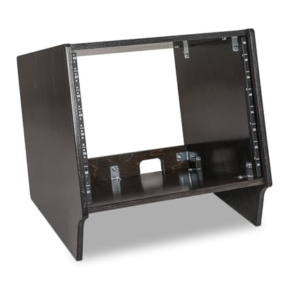 Sound Town DIY 8U Angled Desktop Turret Studio Rack for Home Studio and Recording Room, Baltic Birch Plywood, Black Espresso (SDRK-8SLD) - size: 8U, Black Espresso