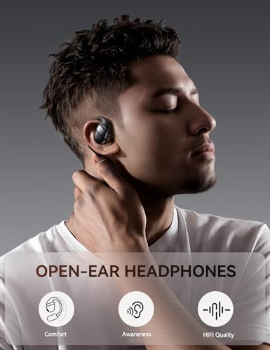 Open Ear Headphones Earbuds Wireless, 5.4 Bluetooth Ear Buds with Digital Display, Ultra-Comfort, Clear Calls, Powerful Sound, 50H Playtime, IPX4 Waterproof Sports Earphones for Running & Workouts