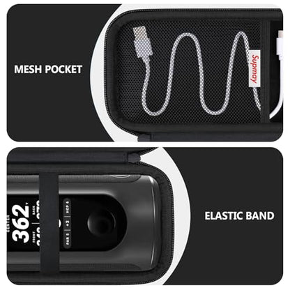 Carrying Case for Blue Tees Golf Player+, Player Pro GPS Speaker | GPS Speaker Player Protection Case with Mesh Pocket,Shoulder Strap, Shockproof, Scratch Resistant, Waterproof, Black - color: Black+Black