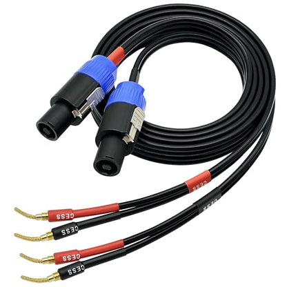 CNCESS Speakon to Flex Braided Pin Banana Speaker Cable, 12AW, 6 FT - color: 6 Feet