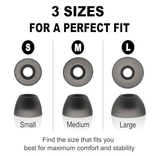 15 Pairs Replacement Ear Tips Compatible with TOZO NC9 Earbuds | Soft Silicone Eartips with Portable Storage Box (Black, S/M/L)