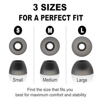 15 Pairs Replacement Ear Tips Compatible with TOZO NC9 Earbuds | Soft Silicone Eartips with Portable Storage Box (Black, S/M/L)