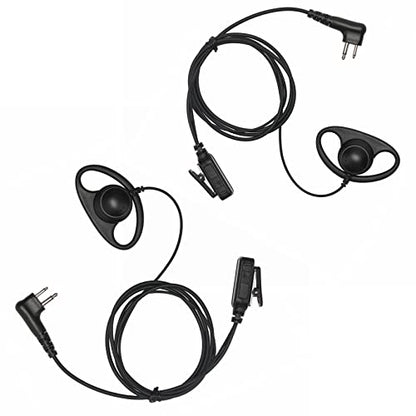 CLS1410 CLS1110 Earpiece Compatible with Motorola Radio CP200 GP300 GP2000 Walkie Talkie with PTT Mic 2 Pin Headset Single-Wire Surveillance Kit (D-Shaped, 2 PCS) - style: D-Shaped*2