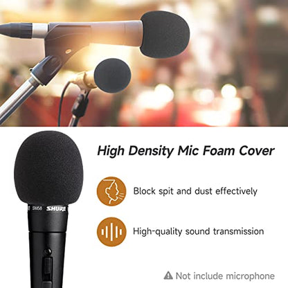 6 Pack SM58 Foam Mic Cover, Thick Handheld Windscreen for Shure, Black - color: 6PCS-Black