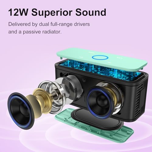 DOSS SoundBox Touch Wireless Bluetooth Speaker-12W HD Sound with Rich Bass | Portable & Small Design, IPX5 Waterproof, 20H Playtime, Handsfree, House, Office Desktop, Bedroom, Indoor Use, Green - color: Green