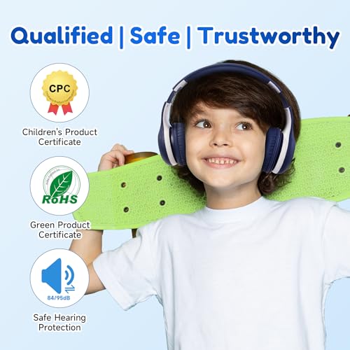 EarFun K2 Kids Bluetooth Headphones for School/Travel,Built-in Mic, 2 Packs | Volume Limited, 40H Playtime, Stereo Sound, Foldable Over-Ear Headphone for Kids/Toddler/Travel/Tablet, Blue&Pink - color: Pink&Blue