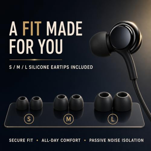 Betron USB-C Wired Earbuds with Microphone | Compatible with iPhone 15/16/17, Samsung Galaxy & Android, Volume Control, Deep Bass, Noise Isolation