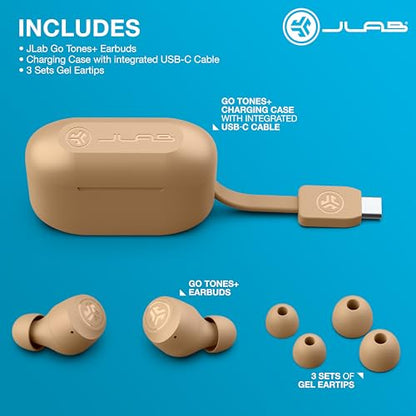 JLab, Go Air Pop+ Tones, True Wireless Earbuds, Bluetooth, IPX4, Dual Connect, 728 N | Wireless Earbuds with Charging Box, Bluetooth Headphones with Microphone, Dual Connect, App - color: E-728 N, style: Tones+