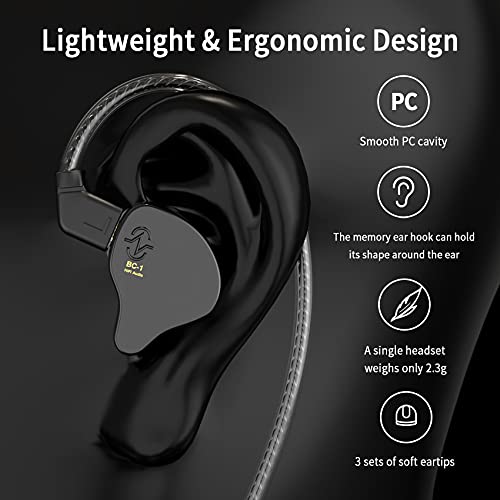 CCZ 멜로디 유선 이어버드 이어폰, hifi 1DD 1BA 드라이버 인이어 헤드폰, 선명하고 깨끗한 사운드의 인이어 모니터, 가수 뮤지션 드러머 스튜디오용 iem 유선 이어버드 (블루, 마이크 없음) - color: 블루., size: 마이크 없음, style: 마이크 없음