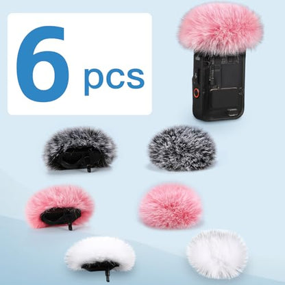 ZealSound DJI MIC 2 Windscreen Pop Filter for DJI MIC 2 / OSMO POCKET 3 Microphone Furry Wind Muff Windshield Professional Foam Cover Set (NOT for Dji Mic 1 Lavalier Lapel Mic),6 Pack-Gray White Pink