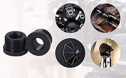 Donuts Mic Stand Adapter Combo Pack - 5/8 to 1/4 & 5/8 to 3/8 Mic Thread Screw Adapter for Tripod, Black