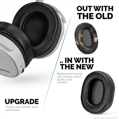 Sheepskin Earpads for Steelseries Arctis 1, 3, 5, 7, 9, PRO & Prime Headsets, Real Leather with Memory Foam - Thicker, Comfier & Long Lasting, by Brainwavz - color: Sheepskin