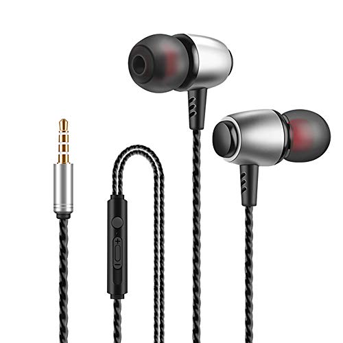 JacobsParts 2-Pack Earbuds in-Ear Sound Isolating Headphones Headset Ear Buds with Mic & Volume, Silver - color: Silver
