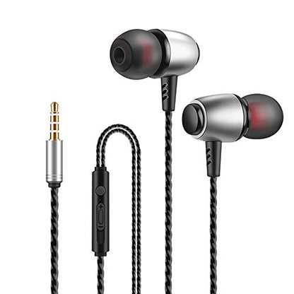 JacobsParts 2-Pack Earbuds in-Ear Sound Isolating Headphones Headset Ear Buds with Mic & Volume, Silver - color: Silver