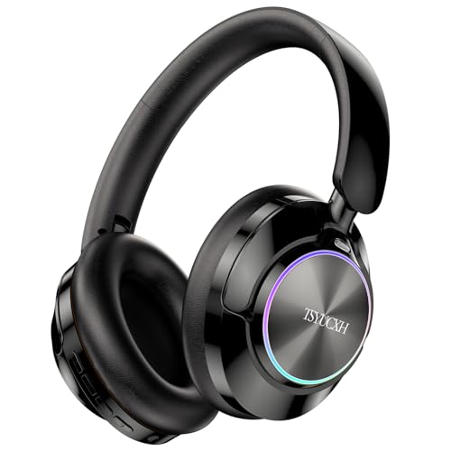 Noise Cancelling Over Ear Wireless Bluetooth Headphones with Microphone, 65h Playtime, Clear Calls, Comfort Fit for Travel (Black) - color: Black