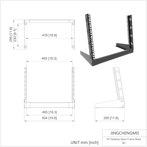 8U Desktop Server Rack 2-Post Free Standing Tabletop Rack 19"W - size: 8U