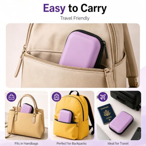 Headphone Case Hard Edge Zipper Bag Compact Portable Headset Storage Bag For Wireless,Headphones Earbuds Cables Charging Cable Travel Waterproof Commuting Home - color: Pink