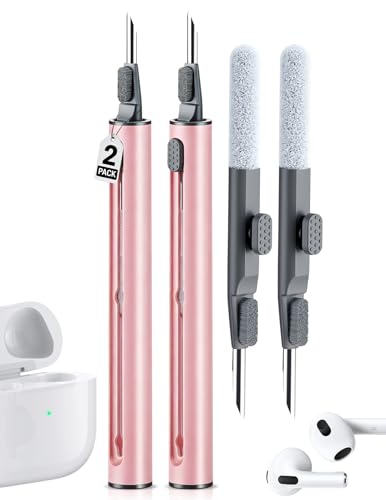 Cleaner Kit for Airpods, Earbuds Cleaning kit for Airpods Pro 1 2 3, Phone Cleaner kit with Brush for Bluetooth Earbuds Cleaner, Wireless Earphones,iPhone,Laptop, Camera (Pink) - color: Pink