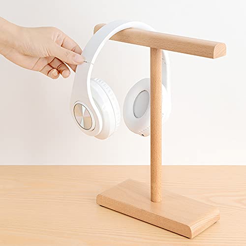 Headphone Stand/Headset Holder Dual Headphones Stand for Desk Solid Wood Gaming Headsets Holder Hanger Creative Display Headset Hanger Simple Bracket Storage PC Gaming Headset Stand ( Color : Brass )