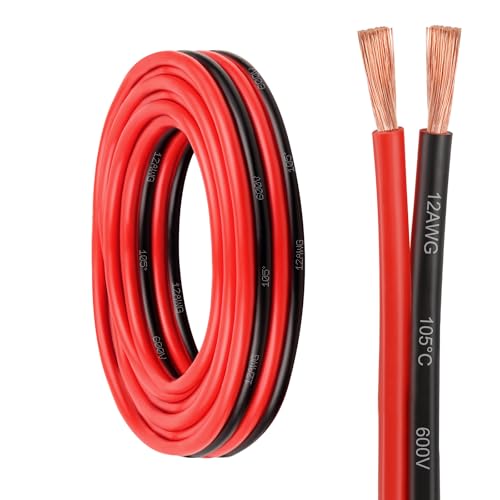 12 Gauge Wire - 12 AWG 2 Conductors Copper Wire Battery Cable Oxygen Free Copper Wire for Solar Panel, Automotive, Trailer, RV and Speaker (12 Gauge 10FT) - size: 10 FT, style: 12 AWG