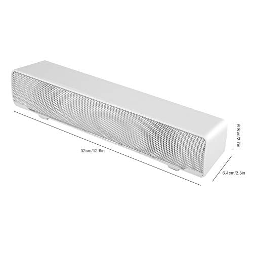 HERCHR USB Speaker Bar Computer Speaker for Desktop, Laptop, PC Speaker Small Soundbar with AUX/USB Connection Portable Mini Sound Bar(White) - color: White