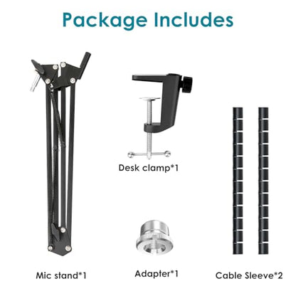 Boom Arm Compatible with Fifine Dynamic Microphone (AM8), Mic Arm for Fifne XLR/USB Gaming Podcast Recording PC Mic, Adjustable Scissor Mic Stand by YOUSHARES