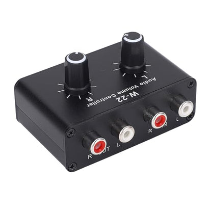 3.5mm Volume Control Box, Aluminum Alloy Passive Preamp with Stepless Knob, Independent L R Balance, Ground Isolation for CD Player Mixer