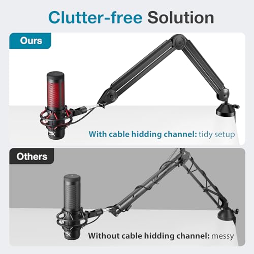 InnoGear Mic Stand Desk with Cable Management & 8 Pieces Mic Stand Adapter for Microphone Stand Boom Arm Mic Clip Shock Mount Camera Tripod Webcam