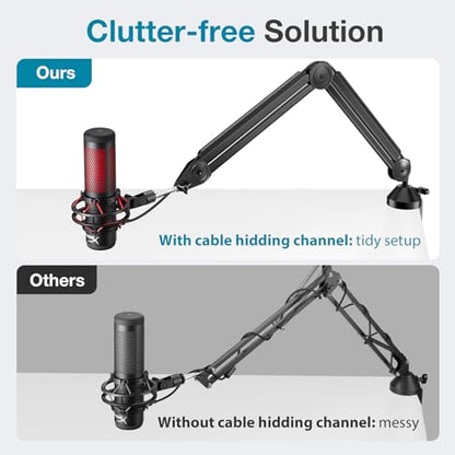 InnoGear Mic Stand Desk with Cable Management & 8 Pieces Mic Stand Adapter for Microphone Stand Boom Arm Mic Clip Shock Mount Camera Tripod Webcam