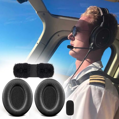 SOULWIT Replacement Kit for Bose Aviation (A20/X A10) - Black | EarPads + Headband + Mic Cover for (A20/X A10) Headphones