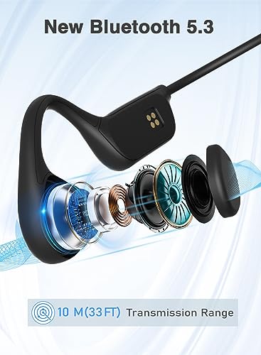 Bone Conduction Headphones, Wireless Bluetooth 5.3 Swimming IPX8 Waterproof Headset, Suitable for for Running, Cycling, Drving.