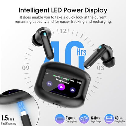 Wireless Earbuds, Bluetooth 5.4 Headphones Multi-Function Touch Screen | with 5 EQ Modes, 48H Ear Buds Bass Stereo with ANC Noise Cancelling/Transparency Mode, IPX7 Bluetooth Earbuds for Android/iOS