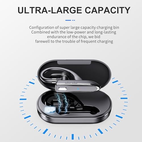 Wireless Headset Business Earpiece 70Hrs Playtime with 450mAh Charging Case Built-in Mic Noise Cancelling Headphone 5.0 Handsfree Sports Earphone for Android iOS Driving Trucker Driver Business Office - color: Black With Box
